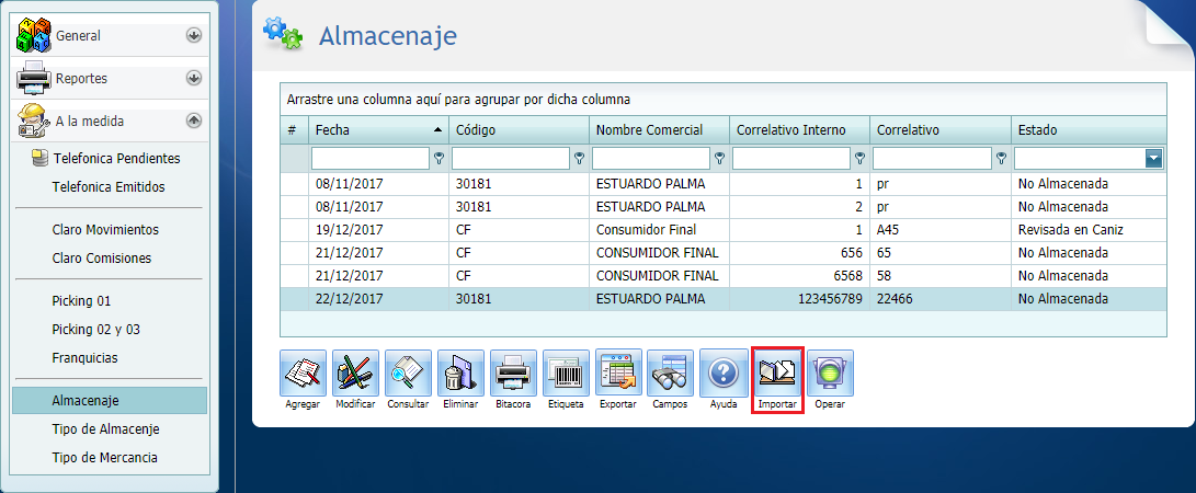 GeneralAlmacenajeBotonImportar