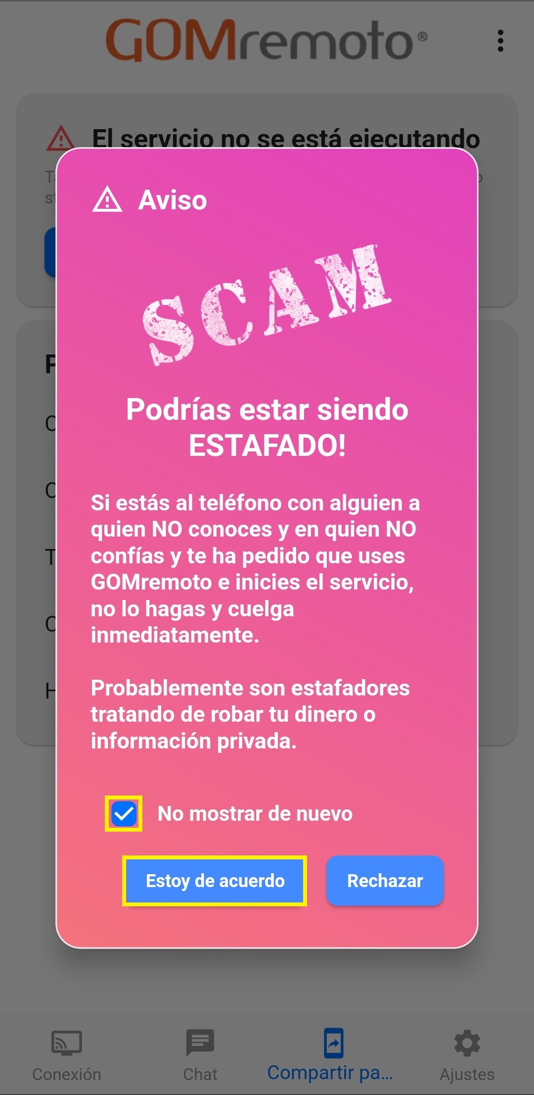 GOMremotoCompartirPantallaCapturaAviso