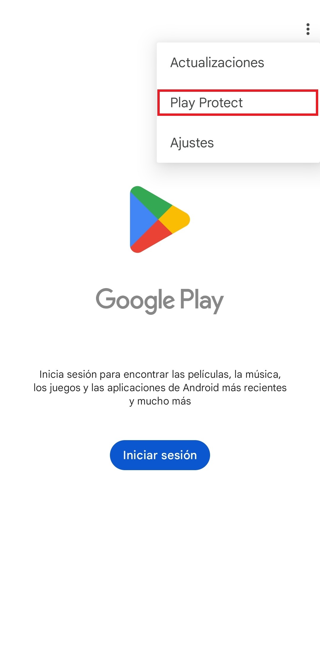 GOMremotoPlayStoreAbrirTresPuntosPlayProtect