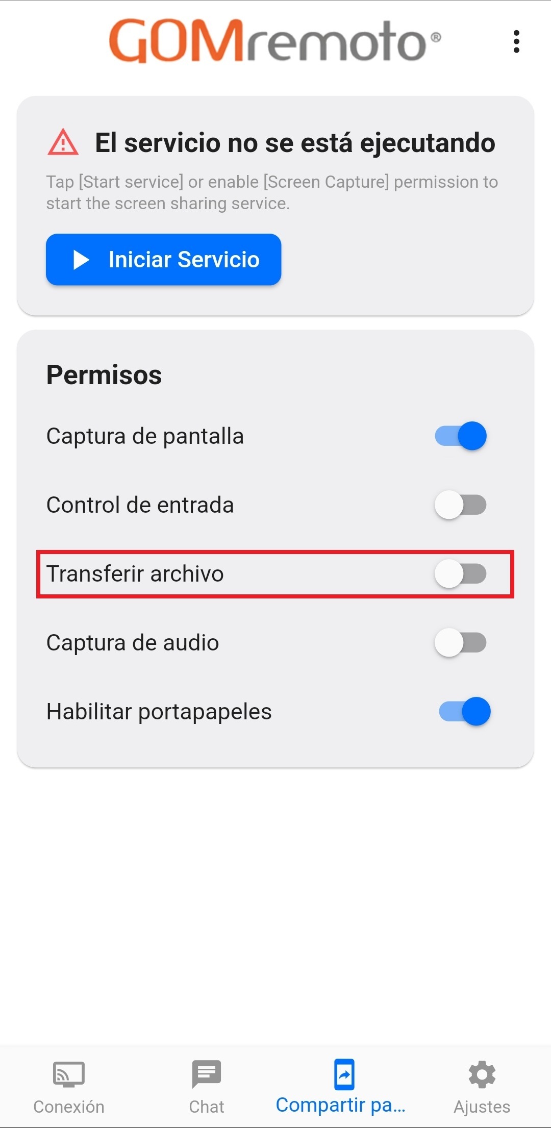 GOMremotoTransferir