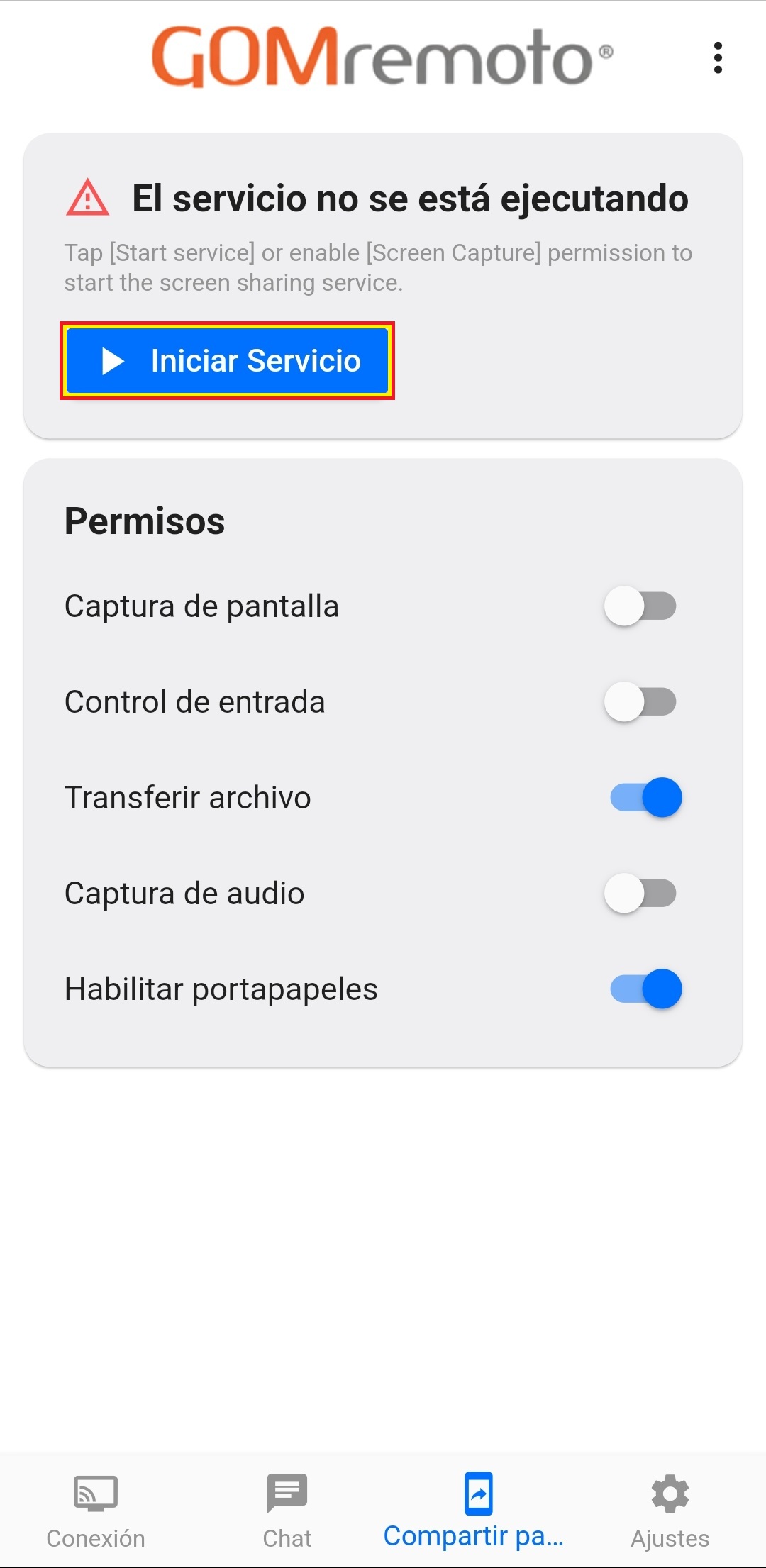 GOMremotoTransferirIniciar