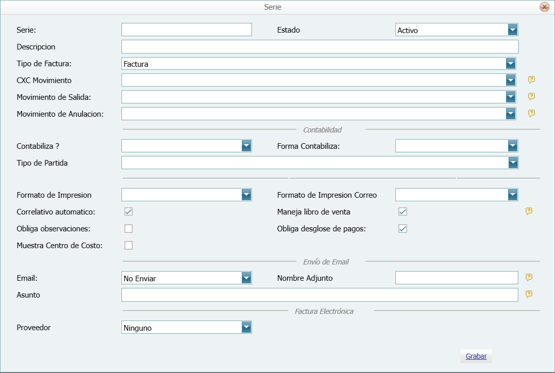 Facturacion Series ENVIO en Blanco
