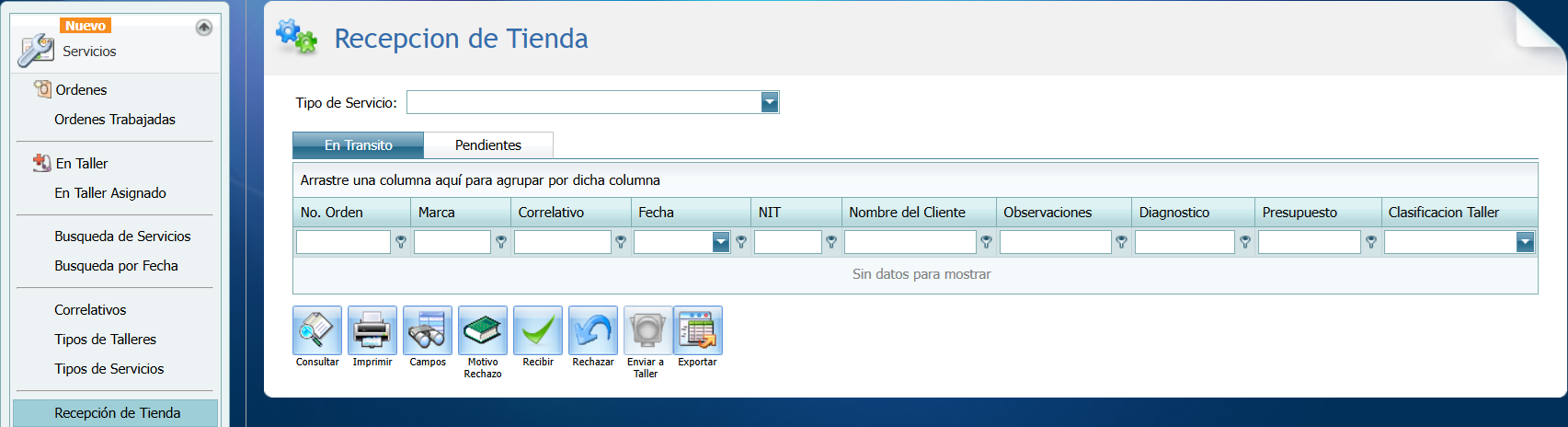 Help Desk Servicio Recepcion de Tinda