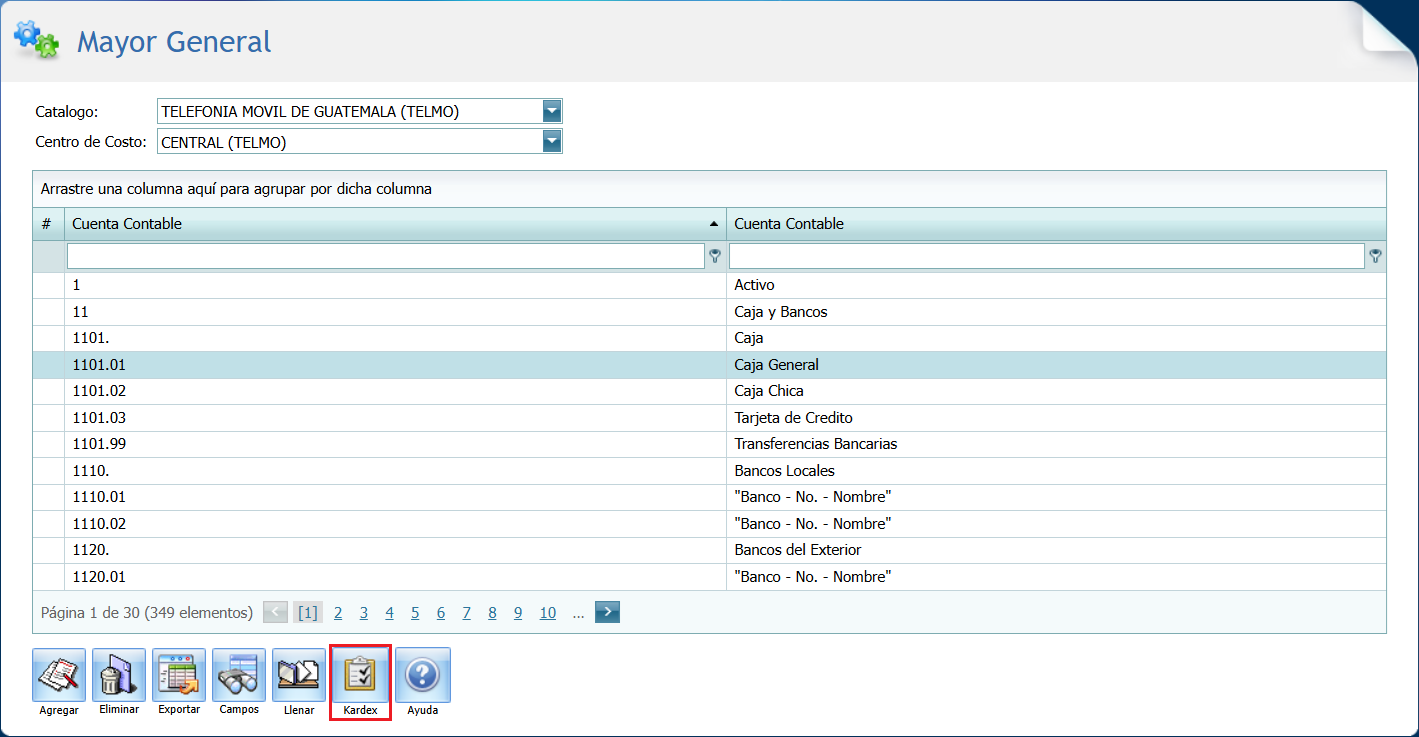 Contabilidad Mayor General Kardex