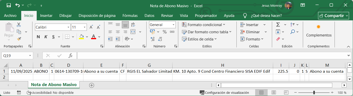Cuantas Por Cobrar Movimiento Importar Excel