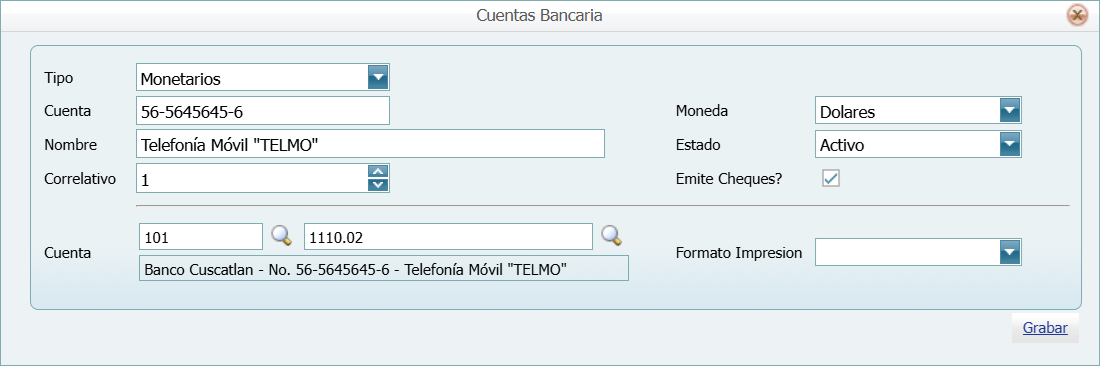 Contabilidad Enlaces Estructura Cuenta Bancaria Modificar Ventana