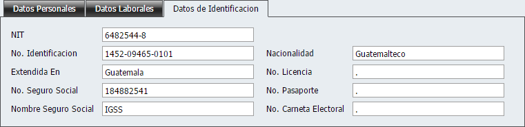 Empleados Nuevo Datos de Identificacion