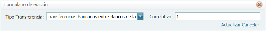 Bancos Transferencias Correlativos Formulario