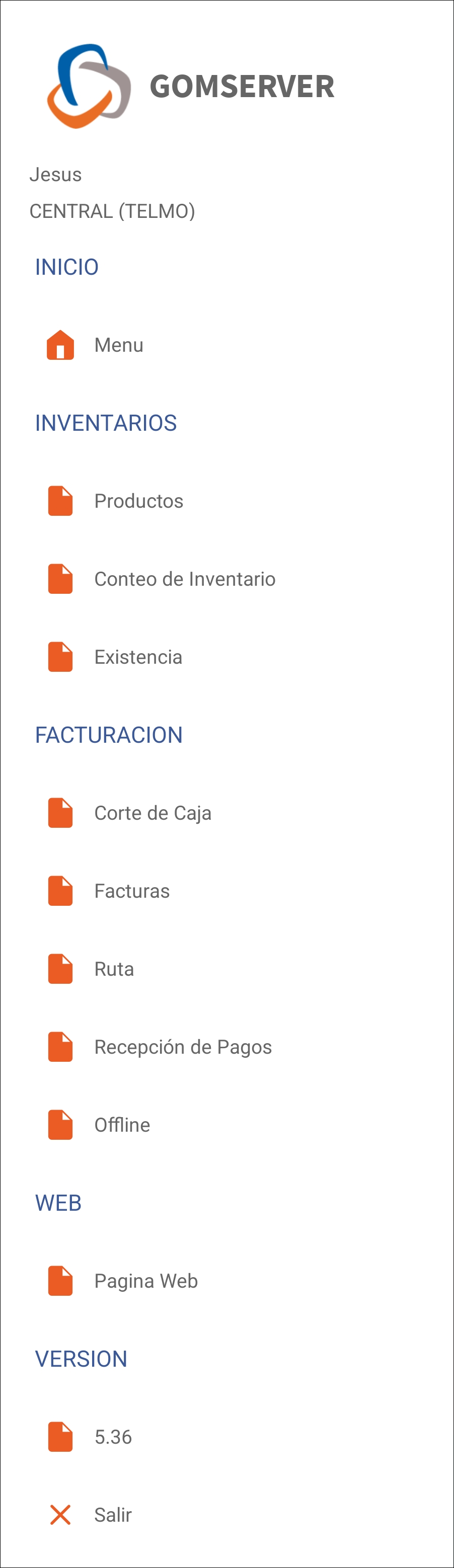 GOMserver App SubMenu