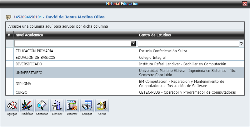 Empleados Nuevo Historial Estudios
