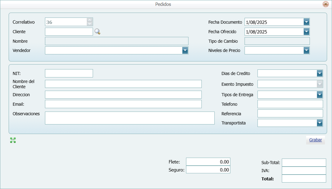 Facturacion Pedido Nuevo