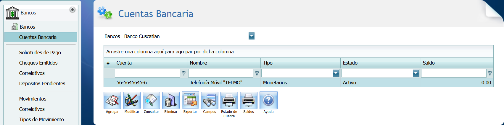 Contabilidad Enlaces Estructura Cuenta Bancaria Modificar