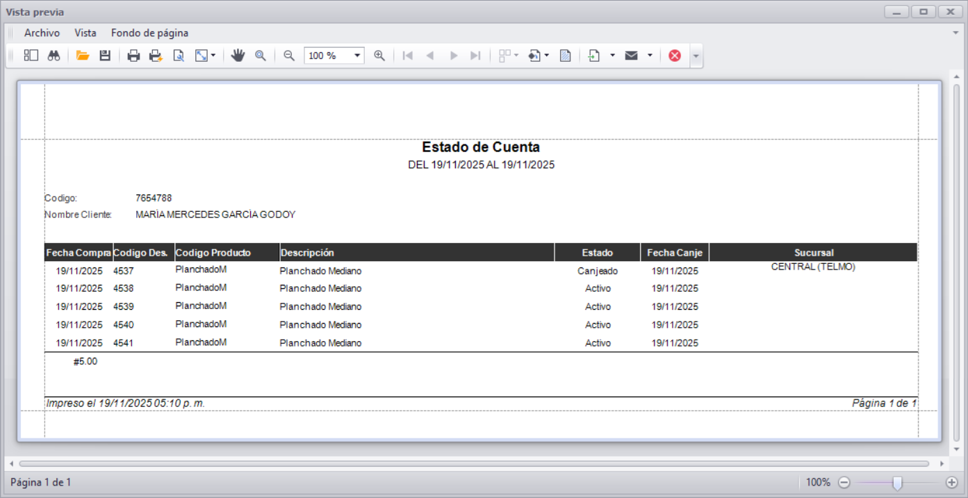 Facturacion Paquete Ventana Corte Estado