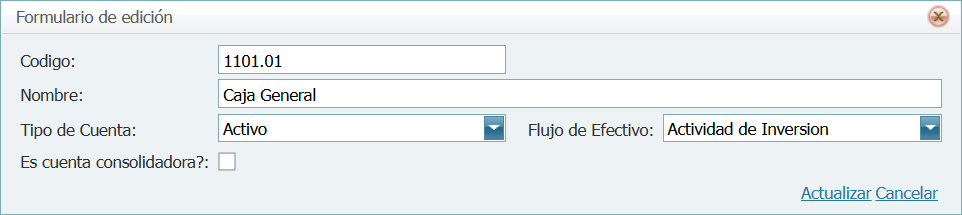 Contabilidad Cuentas Contables Catalogo Agregar &nbsp;Lleno