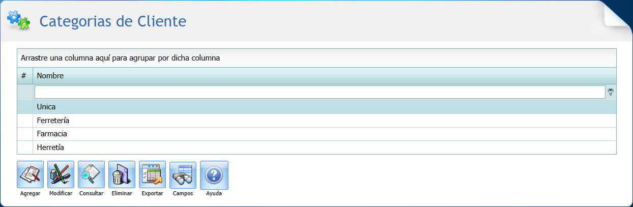 Categorias de Cliente Todas