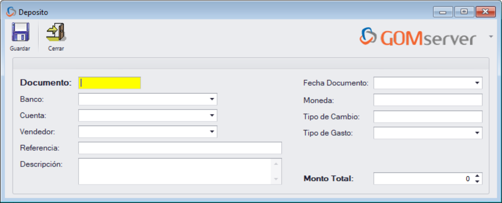 GOMserver Windows Deposito Nuevo