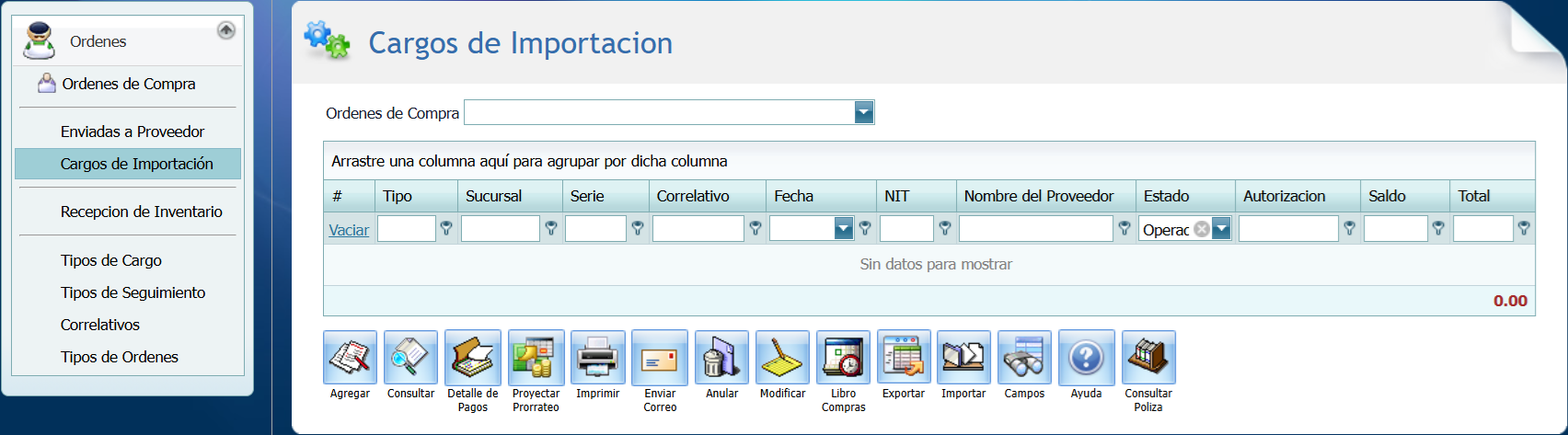 Compra Ordenes Cargos