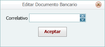 Bancos Movimiento Modificar Correlativo Ventana