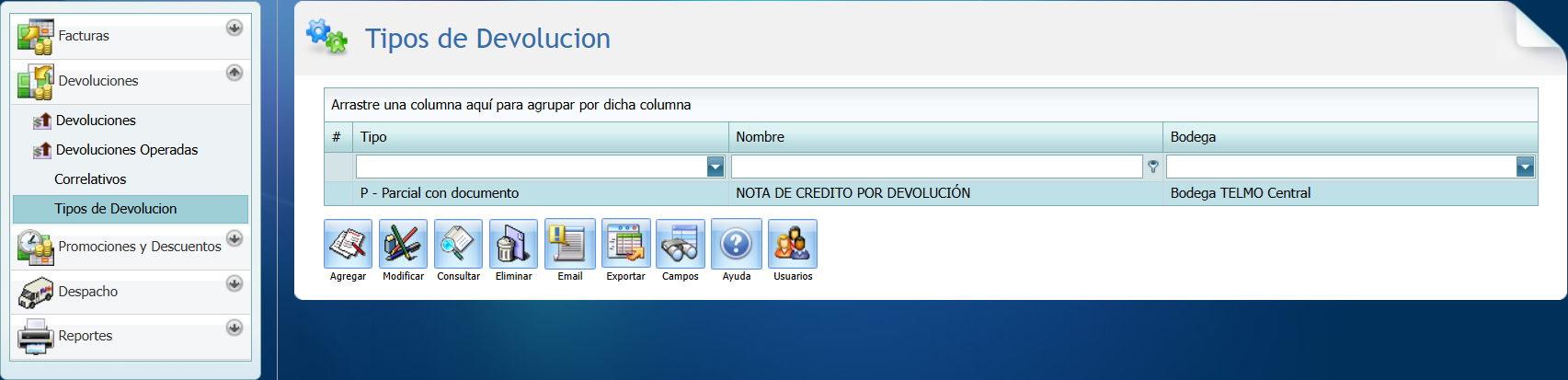 Facturacion Devolucion Tipo Usuarios