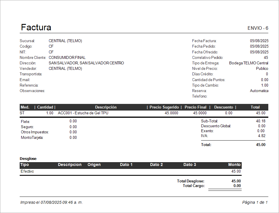 Facturacion Devolucion Factura ENVIO-6