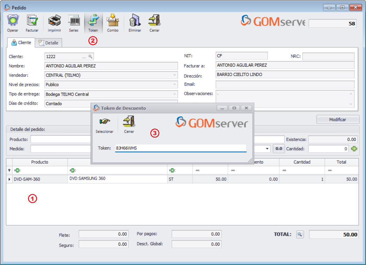 GOM server Pedido Token