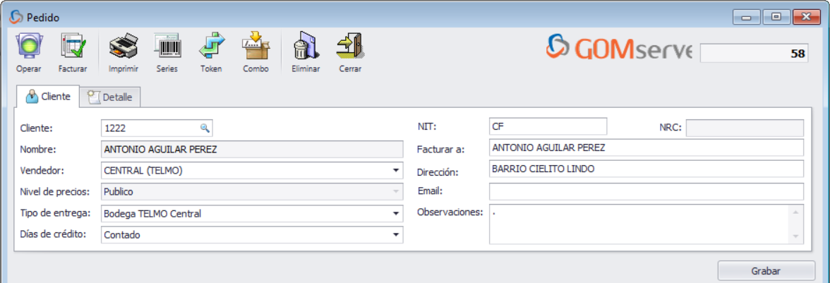 GOM server Pedido Cliente