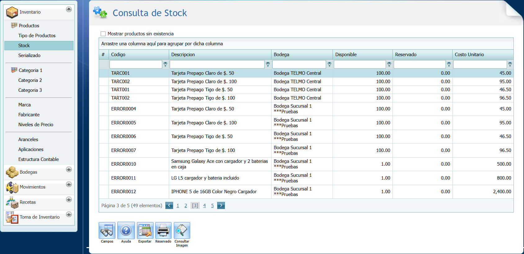 Consulta de Stock