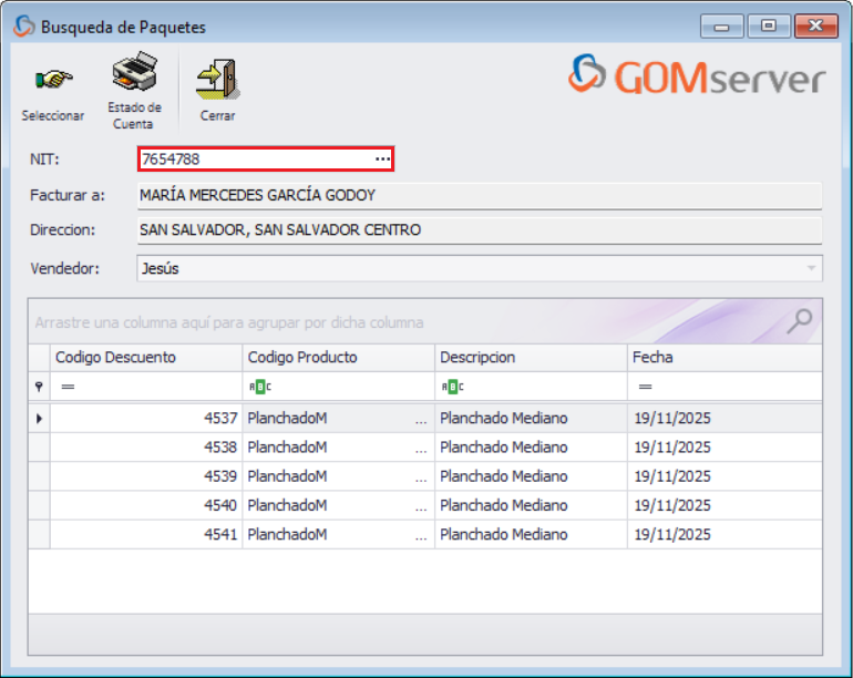 Facturacion Paquete Ventana Cliente