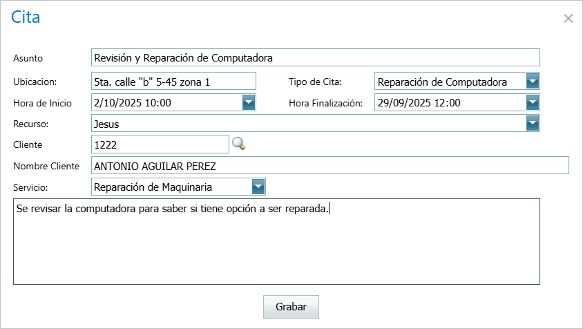 Help Desk Cita Calendario Consultar