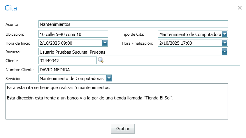 Help Desk Cita Planificador Nueva Cita Llena