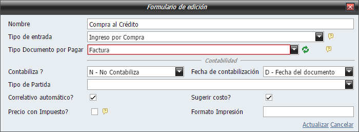 Crear Tipos de Ingreso