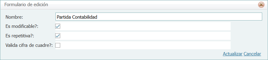 Contabilidad Tipos de Partida Agregar Lleno