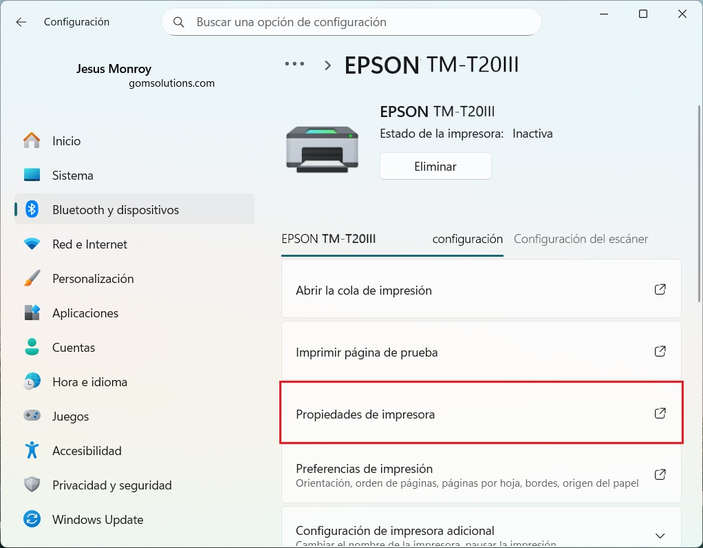 S F Impresion Incompleta Dispositivos e Impresoras Impresoras y Escaneres Epson Ventana