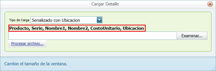 Ingreso con Costo Masivo Serializado con Ubicacion