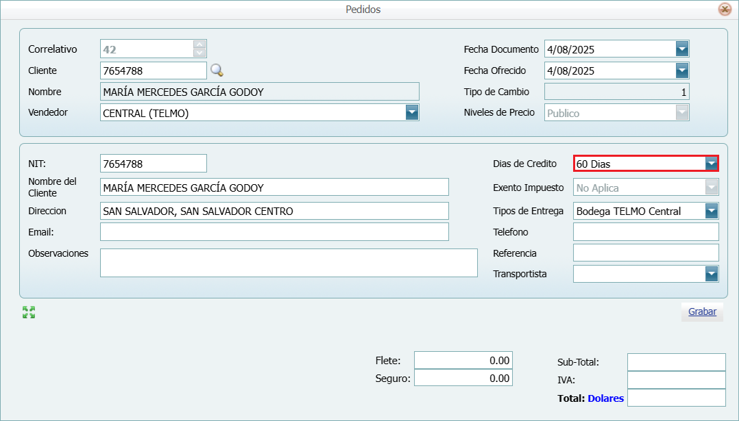 Facturacion Pedido Nuevo Credito 1.2