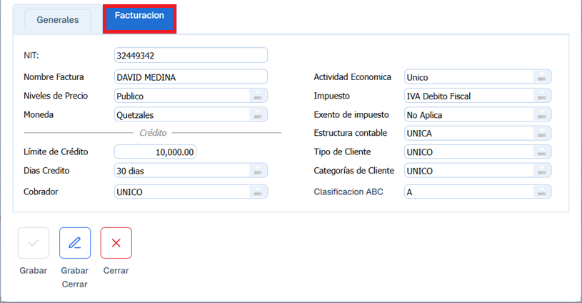 Cuentas Por Cobrar Clientes Generales Facturacion