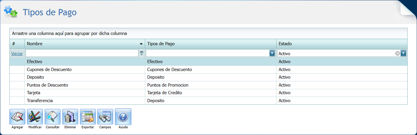 Contabilidad Enlaces Tipo de Pago Ventana Detalle 1