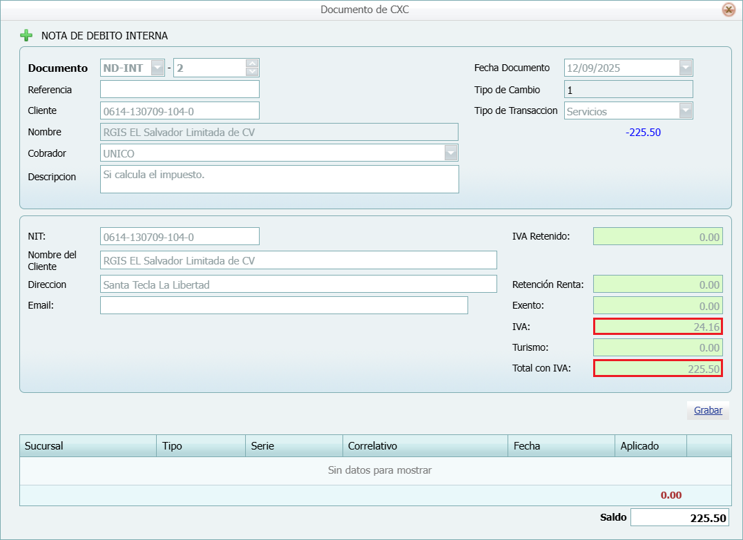 Cuantas Por Cobrar Tipo de Movimento Si Calcula Debito