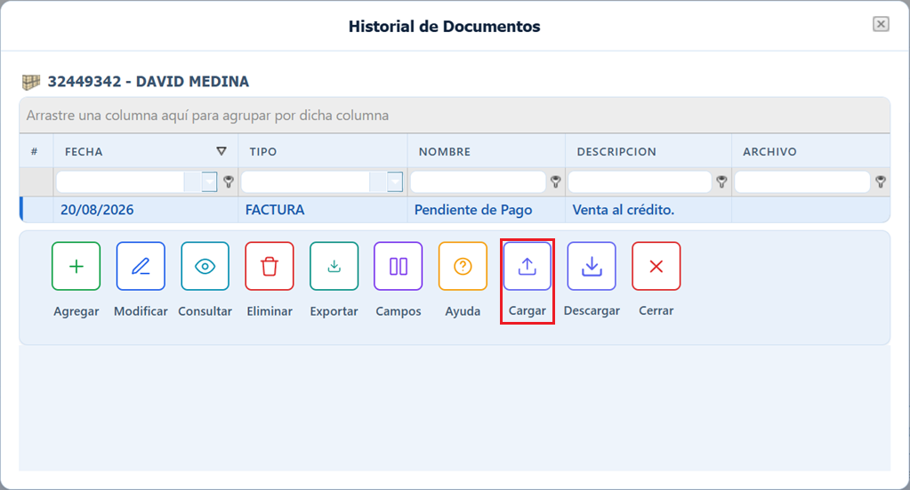 Cuentas Por Cobrar Clientes Archivo Lista Cargar
