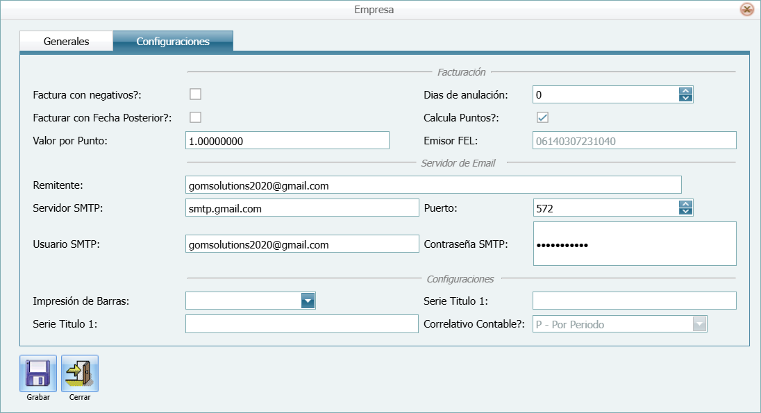 Empresa Configuracion Llena