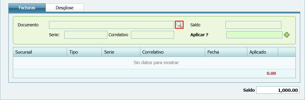 Cuentas por Cobrar Recibo Agregar Factura