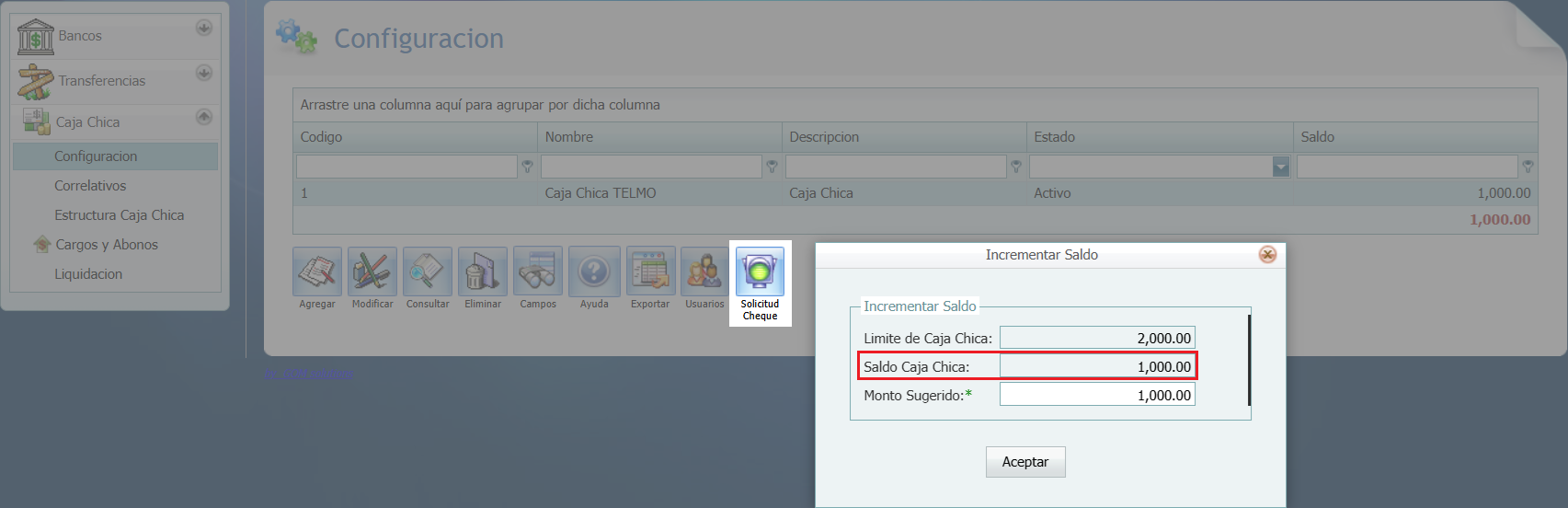 Caja Chica Seleccionar Solicitud