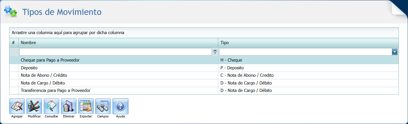 Contabilidad Enlaces Estructura Banco Tipo Movimiento