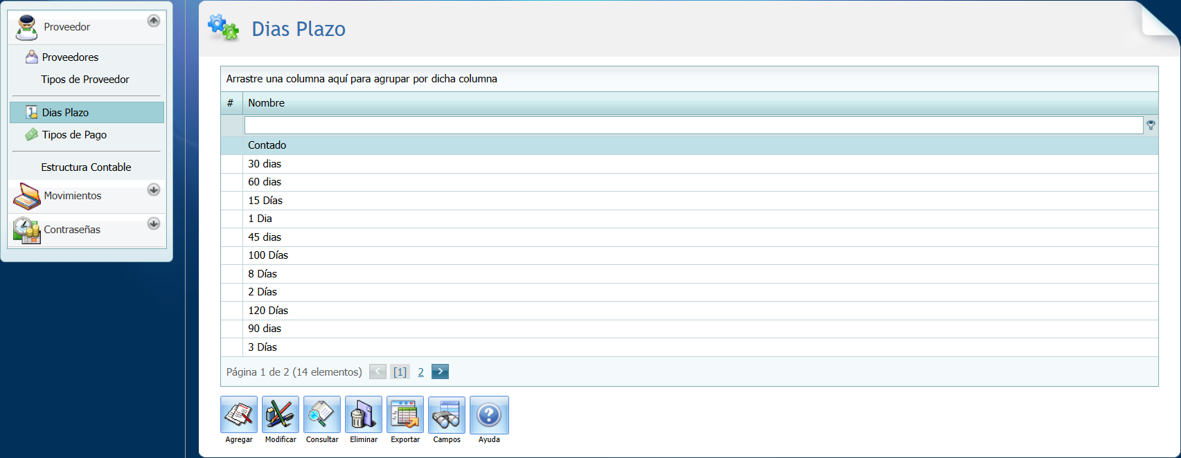 Cuentas por Pagar Dias Plazo