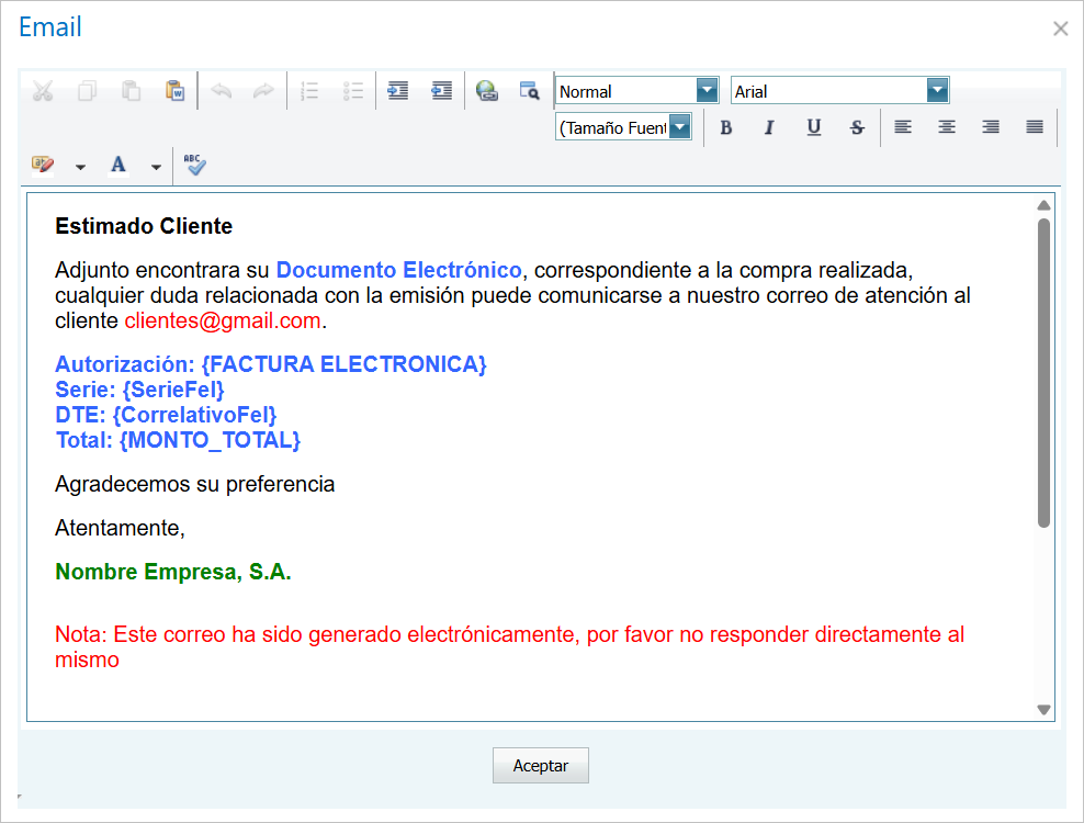 Facturacion Serie Email Lleno