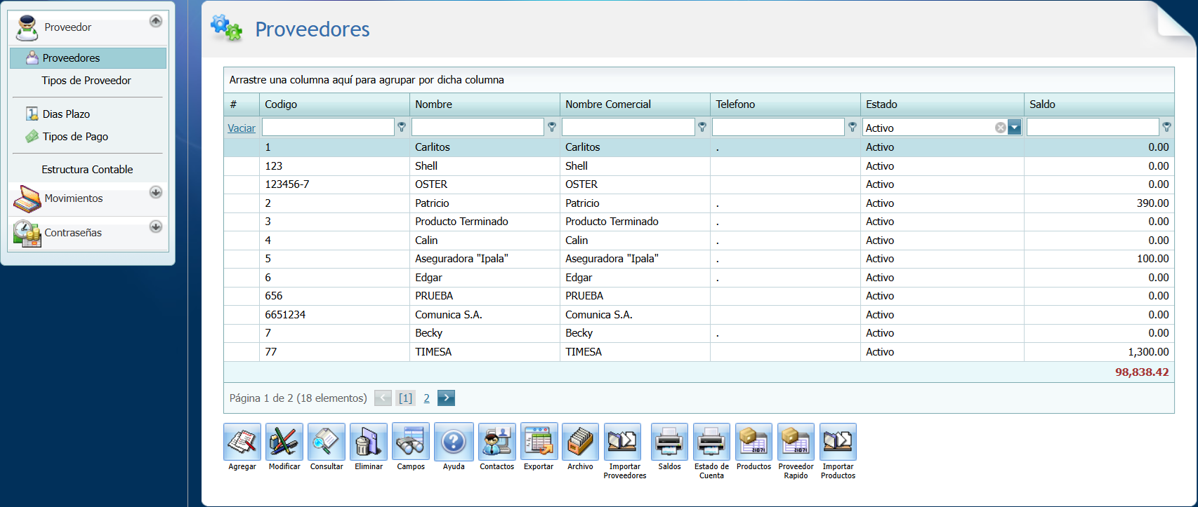 Cuentas por Pagar Proveedor
