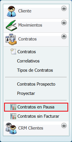 Cuentas por Cobrar Contratos en Pausa