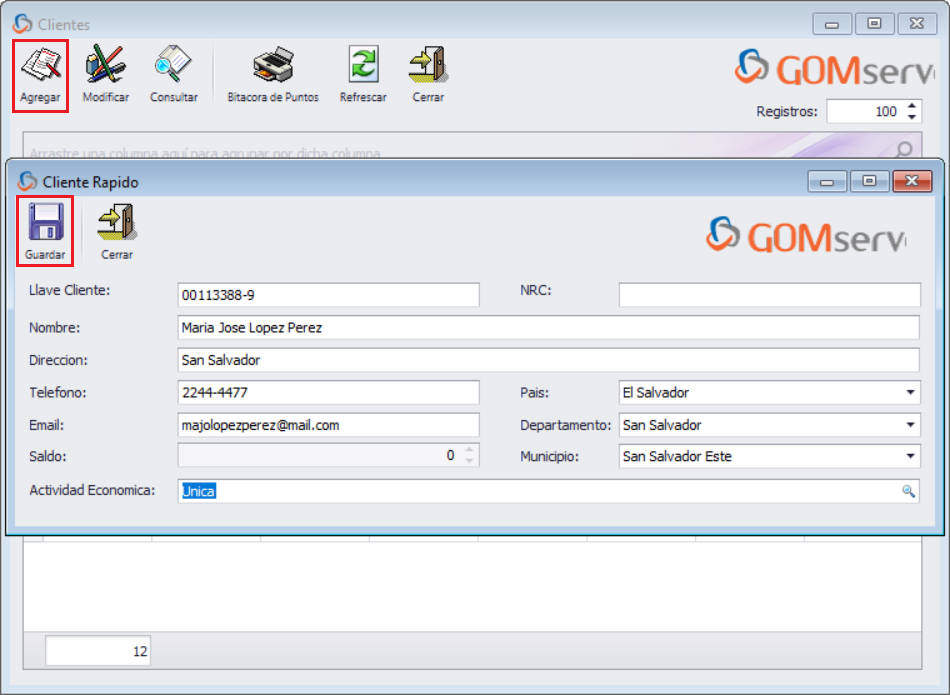 GOMserver Windows Clientes Nuevos