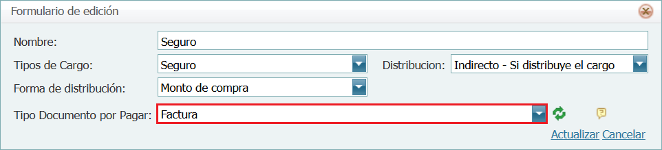 Compra Tipos de Cargo Agregar Lleno
