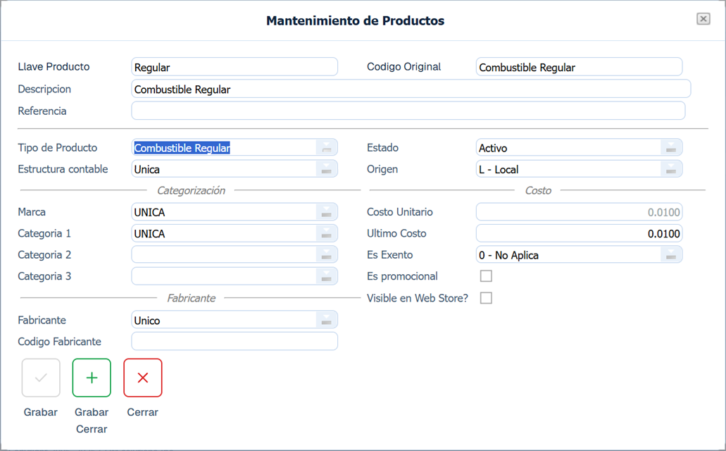 Producto Nuevo Regular